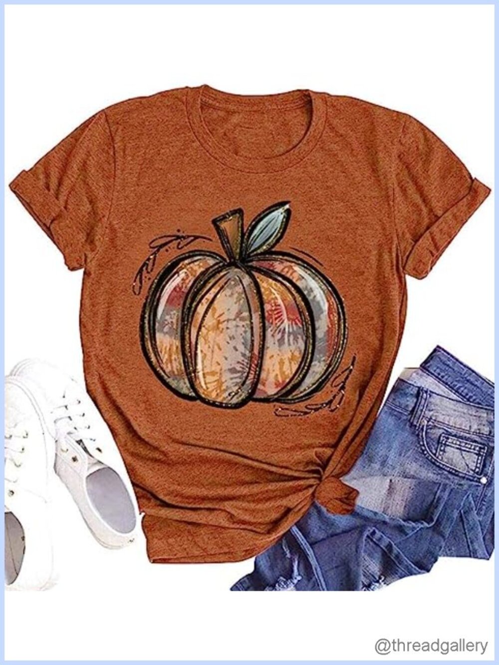 Women's Fall Halloween Pumpkin Graphic T-Shirt Thanksgiving Turkey Tee